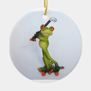 Froggie Golfer Keramik Ornament