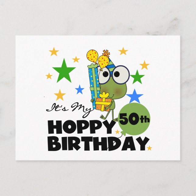 Froggie Hoppy 50. Geburtstag Postkarte (Vorderseite)