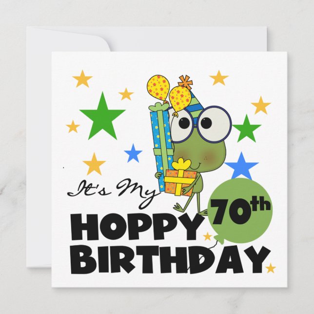 Froggie Hoppy 70. Geburtstag Karte (Vorderseite)