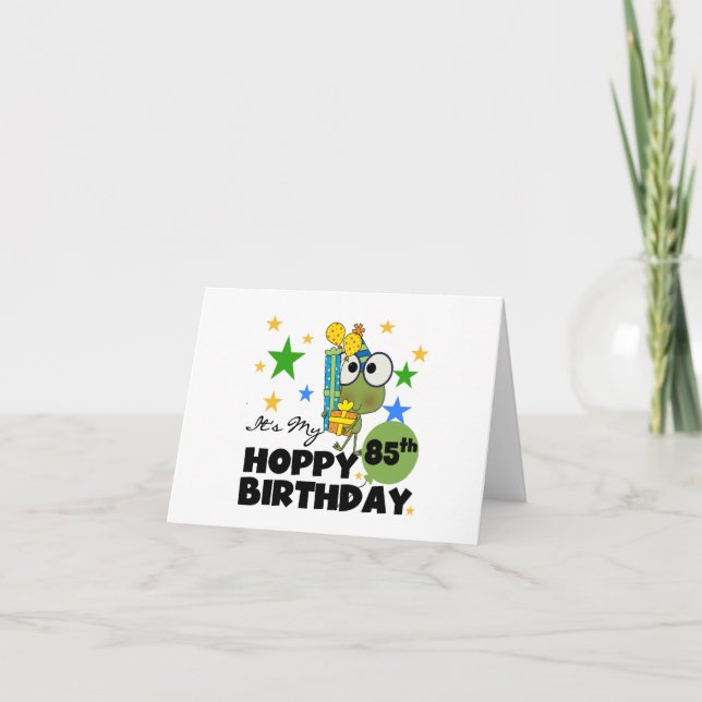 Froggie Hoppy 85. Geburtstag Karte (Vorderseite)