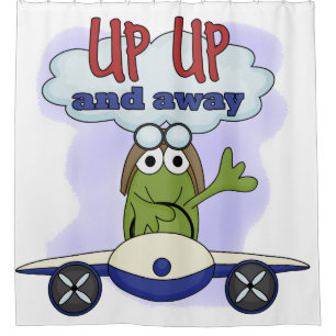 Froggie-Pilot im Flugzeug auf und ab Duschvorhang