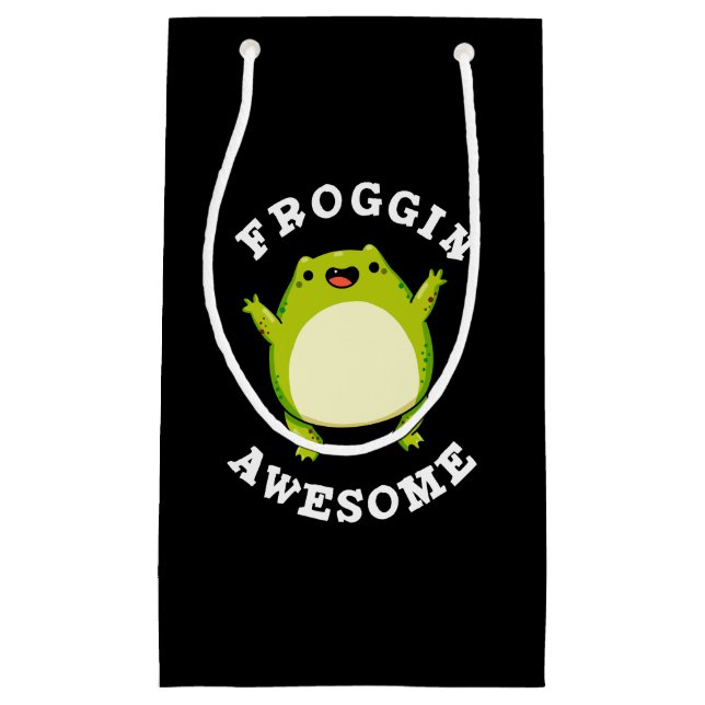 Froggin Phantastisch Funny Frog Pun Dark BG Kleine Geschenktüte (Vorderseite)