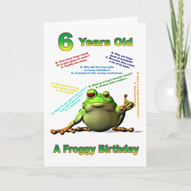 Froggy ami 6e anniversaire carte avec des blagues  (Devant)