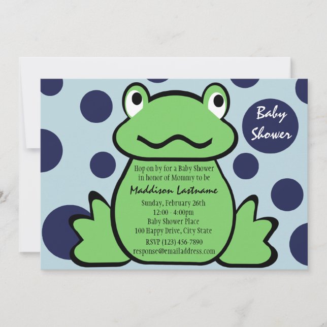 Froggy Baby Shower Einladung (Vorderseite)