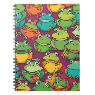 Froggy Frenzy Notebook - Lebhafte Cartoon Frogs Notizblock