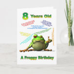 Froggy friend 8th birthday card with froggy jokes karte<br><div class="desc">A happy frog telling birthday jokes</div>