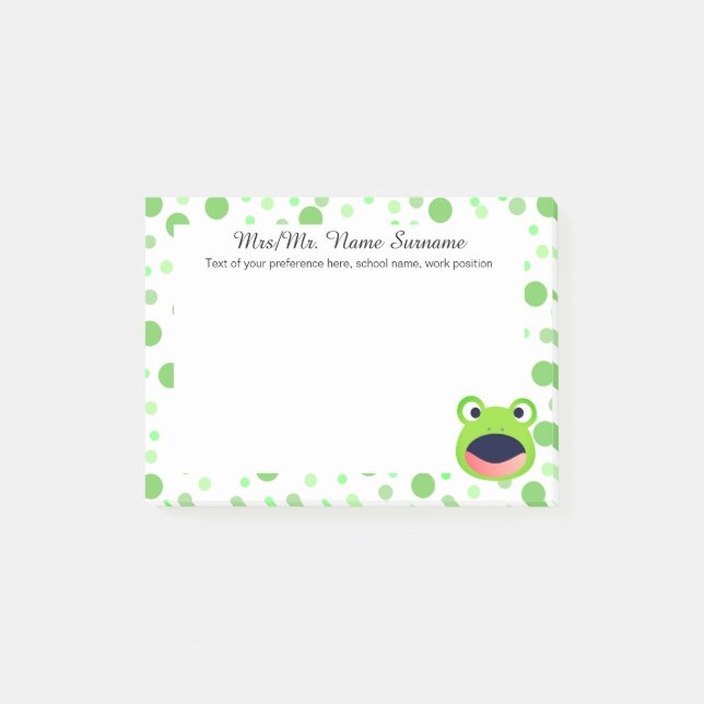 Froggy Green Dots Polka Post-it Klebezettel (Vorderseite)