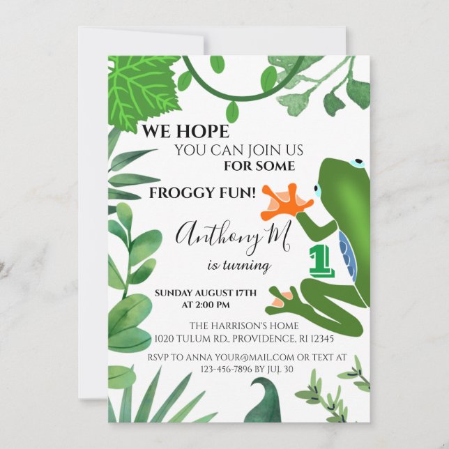 Froggy Kindergeburtstag Party Einladung (Vorderseite)