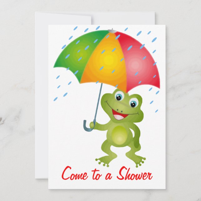 Froggy mit Regen-Regenschirm-Duschen-Einladung Einladung (Vorderseite)