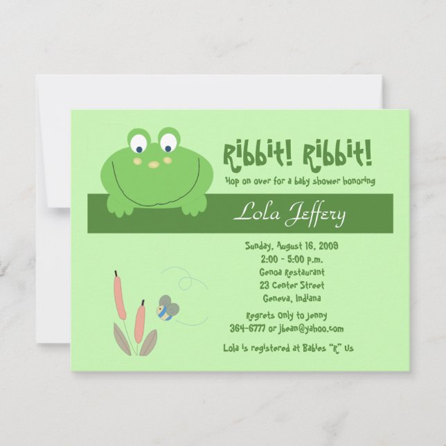 Froggyville Niedlich Frog Baby Shower Einladung (Vorderseite)
