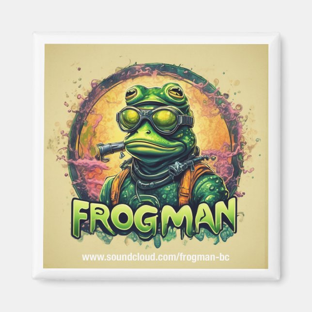 Frogman Square Magnet 2" x 2" (Vorne)