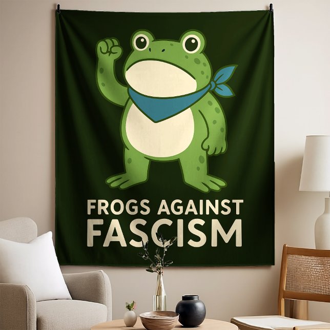 Frogs Against Fascism Portland Frog Protest Wandteppich (Von Creator hochgeladen)