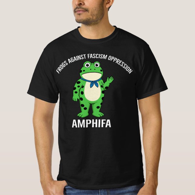 Frogs Against Fascist Oppression AMPHIFA Funny Pro T-Shirt (Vorderseite)