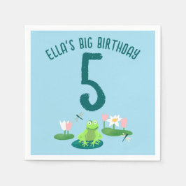 Frogs and Lily Pads Cute Birthday Kids CUSTOM Serviette