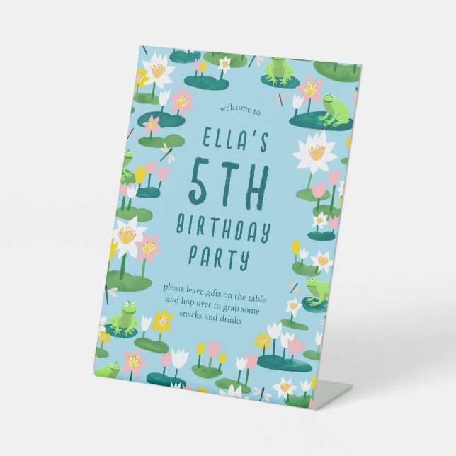 Frogs and Lily Pads Cute Birthday Party  Sockelschild (Vorderseite)