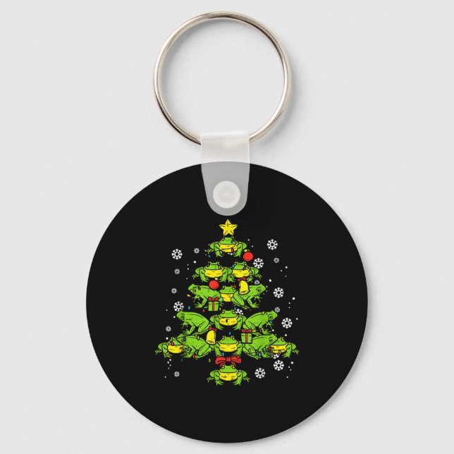 Frogs Christmas Tree Animal Xmas Women Men Kids  Schlüsselanhänger (Vorderseite)
