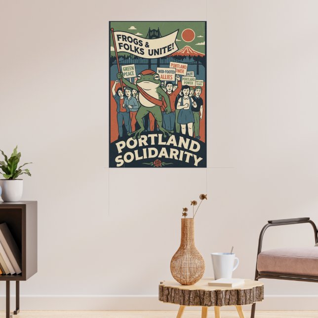 Frogs & Folks Unite – Portland Solidarity Poster (Wohnzimmer 3)