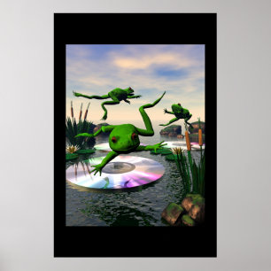 Frogs Jumping auf CD Lily Pads Poster