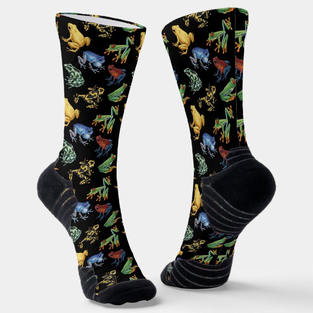 Frogs on black socken (Gewinkelt)