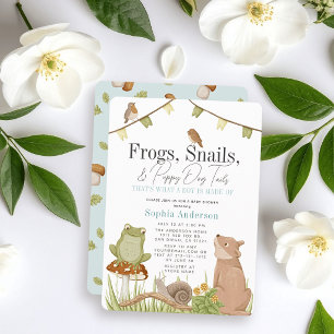 Frogs Snails & Puppy Dog Tails Jungen-Baby-Party Einladung