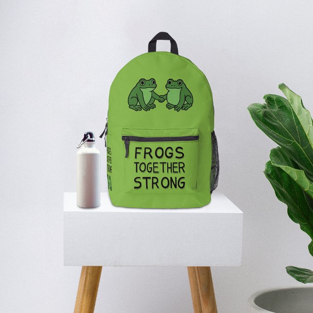 Frogs Together Strong Portland Frog Protest Bedruckter Rucksack (Von Creator hochgeladen)