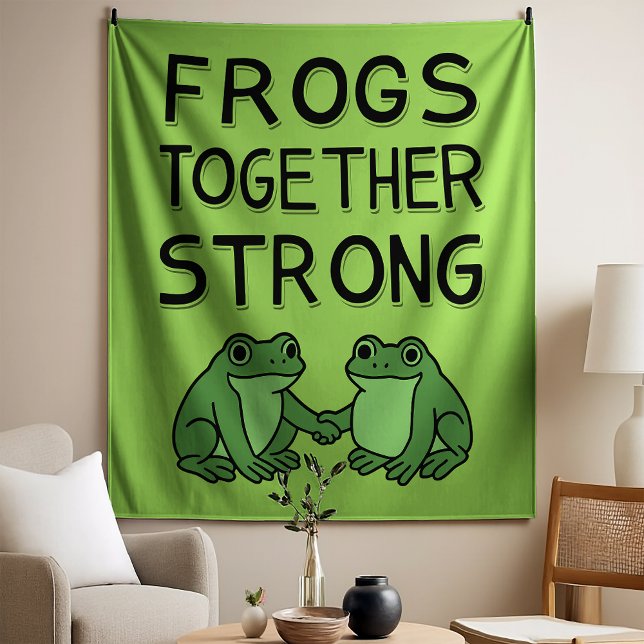 Frogs Together Strong Portland Frog Protest Wandteppich (Von Creator hochgeladen)