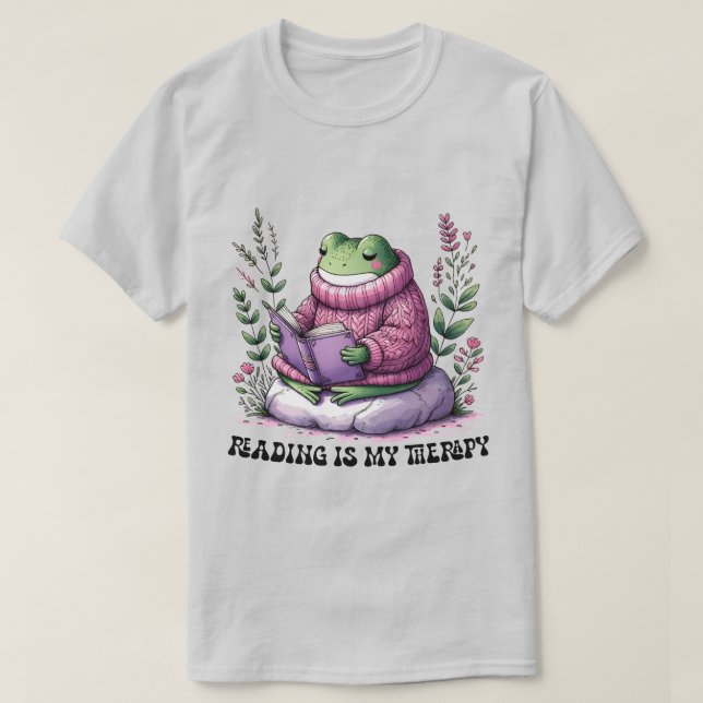 Frogy Reading ist meine Therapie T-Shirt (Design vorne)