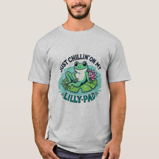 Frogy Vibes: Chill Frog on Lily Pad Design T-Shirt
