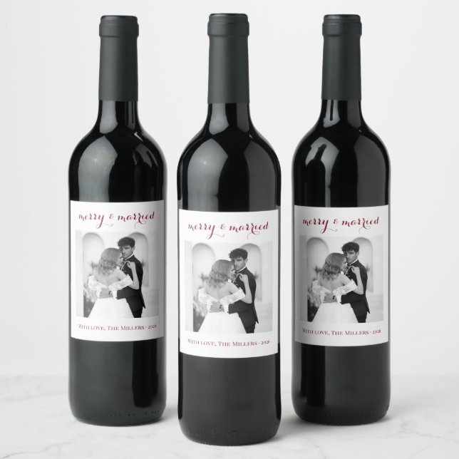 Froh & Verheiratet - Personalisiertes Weihnachten  Weinetikett (Flaschen)