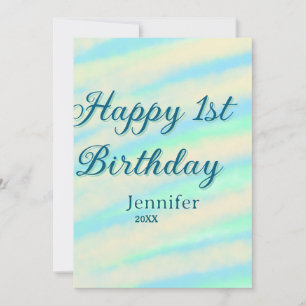 Frohe 1. Geburtstag Kinder baby blau grün pastell Einladung