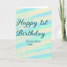 Frohe 1. Geburtstag Kinder baby blau grün pastell