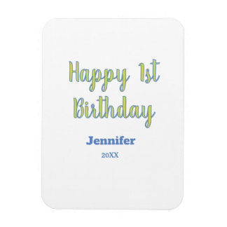 Frohe 1. Geburtstag Kinder Baby grün blau Pastell Magnet