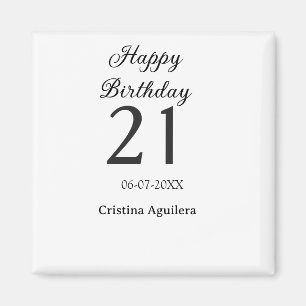 Frohe 21. Geburtstag fettschrift einfache Namen mi Magnet