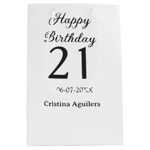 Frohe 21. Geburtstag fettschrift einfacher Name mi Mittlere Geschenktüte