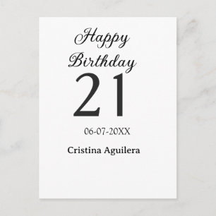 Frohe 21. Geburtstag fettschrift einfacher Name mi Postkarte