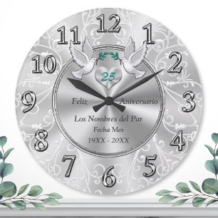 Frohe 25 Uhrzeit-Jubiläum Große Wanduhr