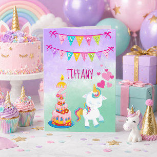Frohe 2. Geburtstag Einhorn Thema Baby Mädchen Karte