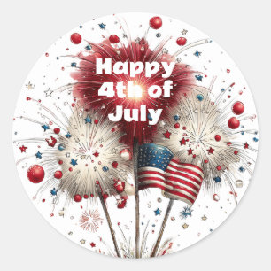 Frohe 4. Juli Feuerwerk Patriotische Feier Runder Aufkleber