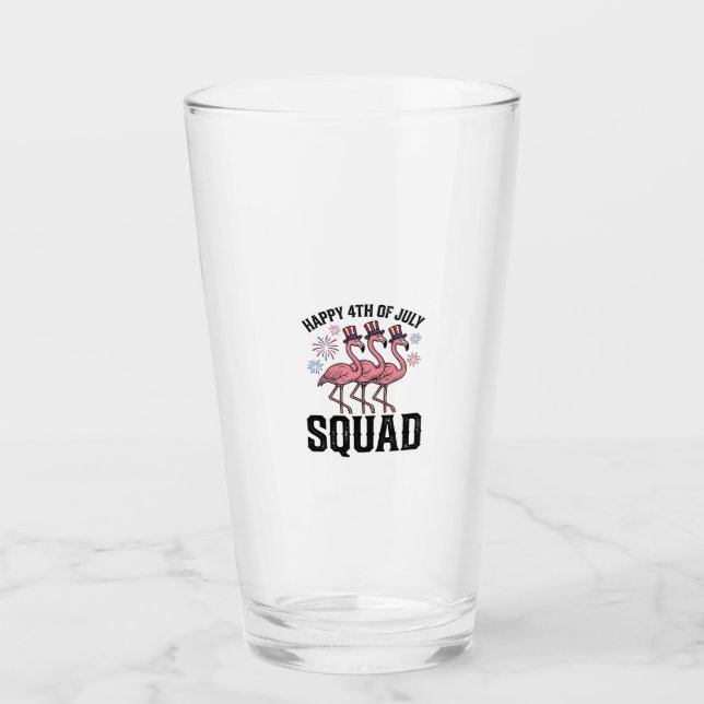Frohe 4. Juli Flamingo Squad Vektordesign_1 Glas (Vorderseite)