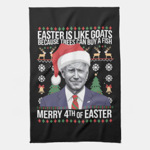 Frohe 4. Osterfest Biden Ugly Weihnachten Geschirrtuch