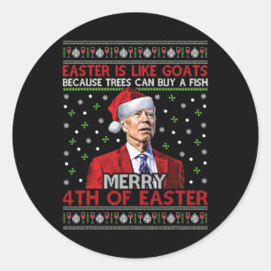 Frohe 4. Osterfest Joe Biden Ugly Xmas Geschenk Runder Aufkleber