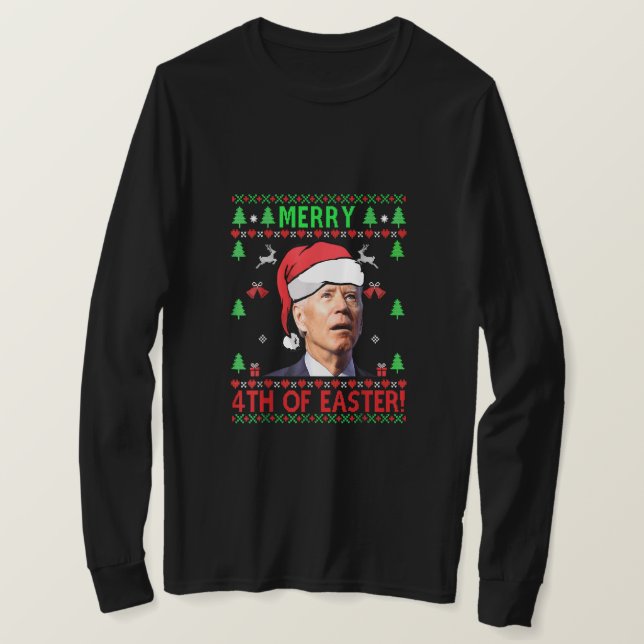 Frohe 4. Osterfest Joe Biden Weihnachten T-Shirt (Design vorne)