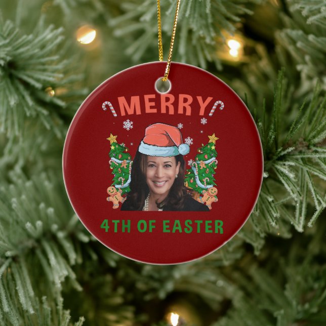 Frohe 4. Osterfest Kamala Harris Weihnachten Keramik Ornament (Baum)