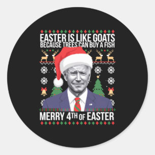 Frohe 4. Ostern Lustiger Biden Hässliches Weihnach Runder Aufkleber