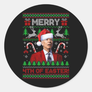 Frohe 4. Osterspass Joe Biden Weihnachten Ugly 2 Runder Aufkleber