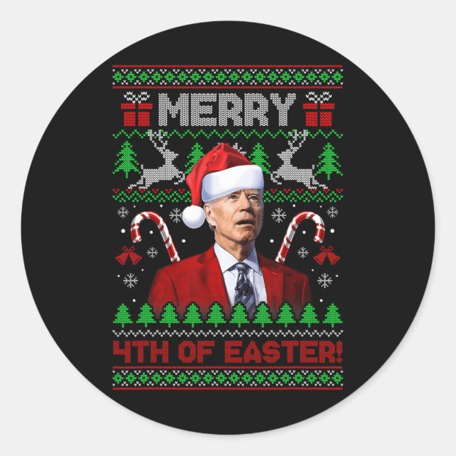Frohe 4. Osterspass Joe Biden Weihnachten Ugly 2 Runder Aufkleber (Vorderseite)