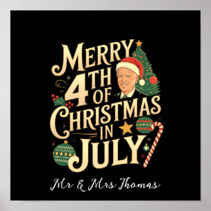 Frohe 4. Weihnachten im Juli Lustige Biden Memes Poster