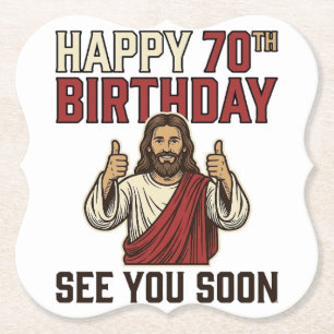 Frohe 70. Geburtstag sehen Sie bald Vintage-Shirt Untersetzer