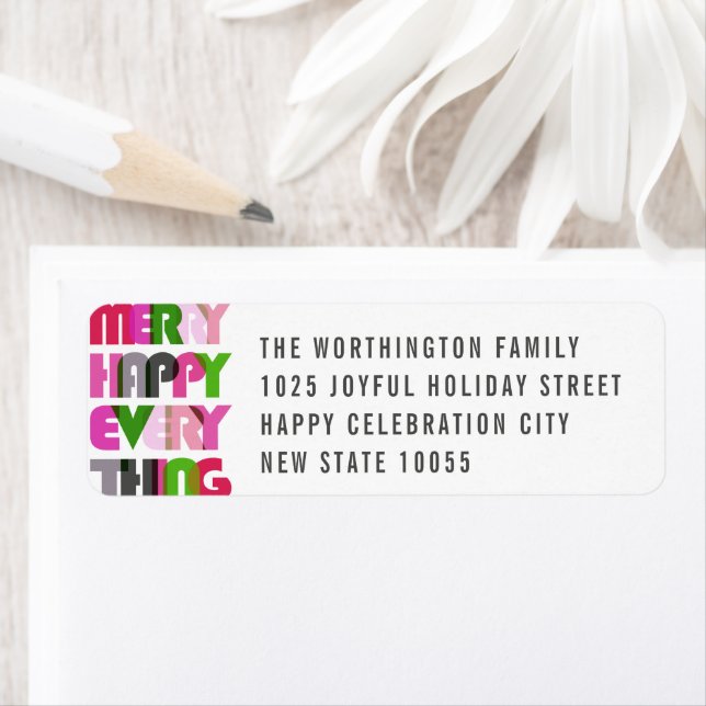 Frohe Alles farbenfrohe Typografie Urlaub (Insitu)