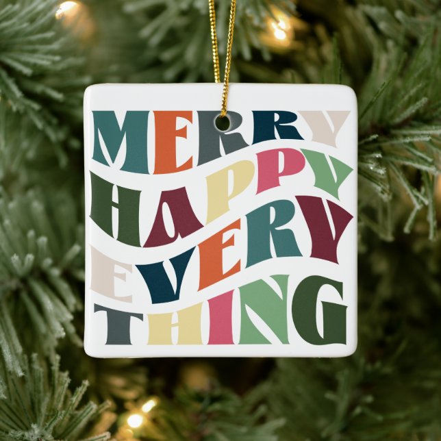 Frohe Alles Groovy Holiday Foto Keramikornament (Baum)